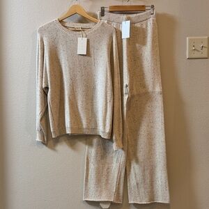 NWT S/M Oat & Co Cream Sprinkle Knit Sweater and Pants Set!